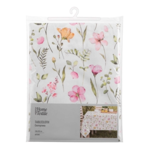 Tablecloth ARDESTO Spring flowers 140х180cm, 100% polyester, white