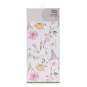 Drying mat ARDESTO Spring flowers 38x51cm, 100% polyester, white