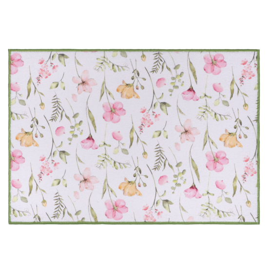 Drying mat ARDESTO Spring flowers 38x51cm, 100% polyester, white