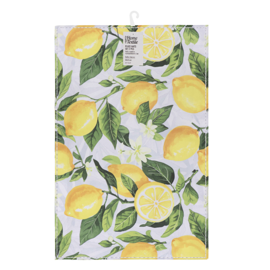 Serving napkin set ARDESTO Sicilian lemons 30х45cm, 2pcs, 100% polyester, green