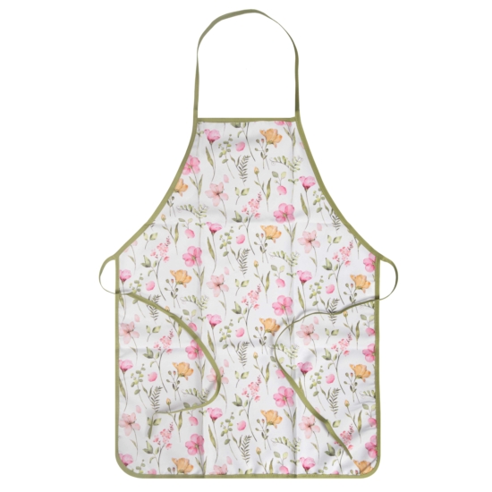 Apron ARDESTO Spring flowers 60х80cm, 100% polyester, white