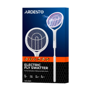 Electric fly swatter ARDESTO, grid 2800 V, battery 1800 mAh, USB-C > USB-A, white