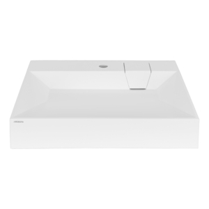 ARDESTO Vellum washbasin, artificial stone, rectangular, with a hole for a mixer, without overflow, 600x600x95mm, countertop, white