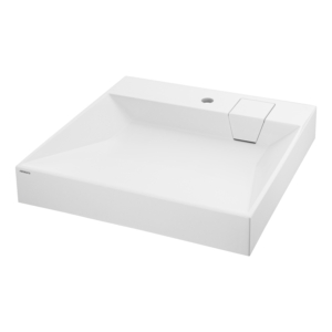 ARDESTO Vellum washbasin, artificial stone, rectangular, with a hole for a mixer, without overflow, 600x600x95mm, countertop, white