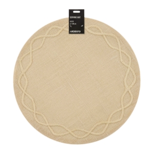 Serving mat ARDESTO 38cm, linen, round, light beige