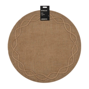 Serving mat ARDESTO 38cm, linen, round, brown