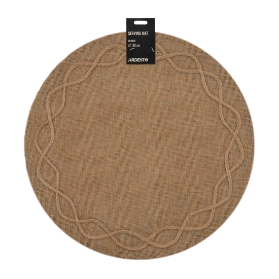 Serving mat ARDESTO 38cm, linen, round, brown