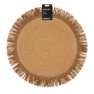 Serving mat ARDESTO 38cm, paper twine, polypropylene, round, beige