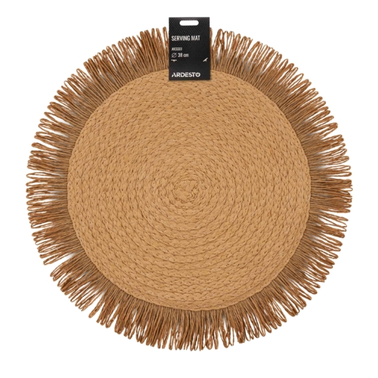 Serving mat ARDESTO 38cm, paper twine, polypropylene, round, beige