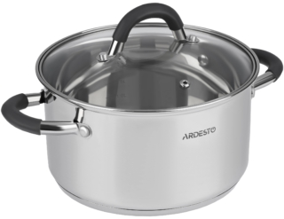 Casserole with glass lid ARDESTO Gemini Salerno, 3.4l, stainless steel, silicone
