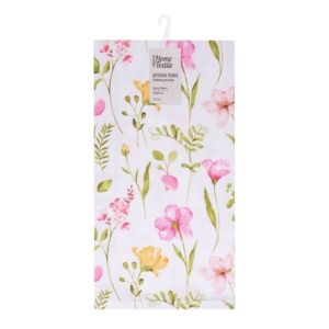 Tea towel ARDESTO Spring flowers 50x68cm, 100% cotton, white
