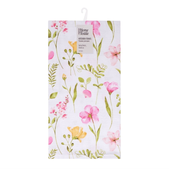 Tea towel ARDESTO Spring flowers 50x68cm, 100% cotton, white