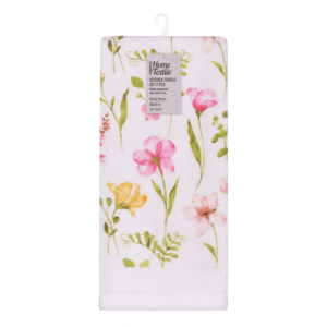 Kitchen towel set ARDESTO Spring flowers 38х63cm, 2pcs, 100% cotton, white