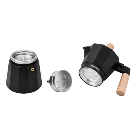 Coffee maker ARDESTO Midori 240ml, 6 cups, aluminum, bamboo