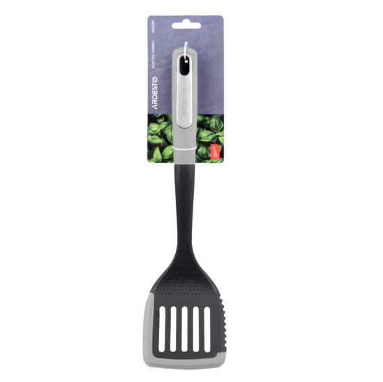 Slotted turner ARDESTO Gemini 34cm, plastic, silicone, grey, black