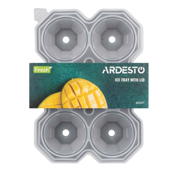 Ice tray with lid ARDESTO Fresh Diamond, 25х15х3.2cm, silicone, grey