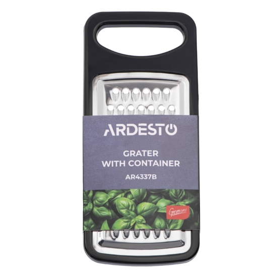 Grater with container ARDESTO Gemini, 13.5cm, stainless steel, plastic, black