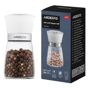 Salt and Pepper Mill ARDESTO Gemini, 180ml, glass, stainless steel, transparent