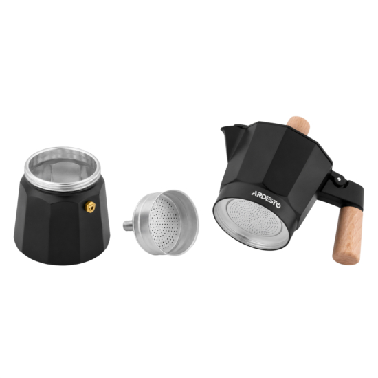 Coffee maker ARDESTO Midori 120ml, 3 cups, aluminum, bamboo