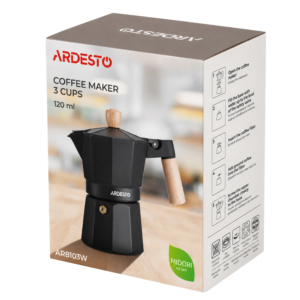 Coffee maker ARDESTO Midori 120ml, 3 cups, aluminum, bamboo