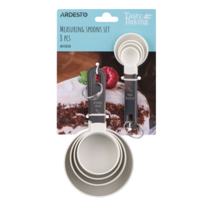 Measuring spoons set ARDESTO Tasty Baking, 8pcs, plastic, stainless steel, light grey