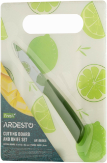 Набір кухонна дошка і ніж ARDESTO Fresh, 2 предмети, 25×17.5×0.5см, 8.9см, пластик, нержавіюча сталь
