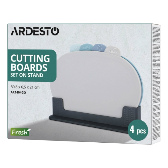 Cutting board set with stand ARDESTO Fresh, 4pcs, 30.8×6.5x21cm, plastic