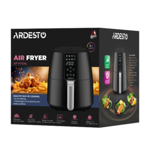 Air fryer ARDESTO 1450W, bowl-4L, touch control, 8 auto programs, plastic, black