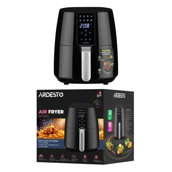 Air fryer ARDESTO 1450W, bowl-4L, touch control, 8 auto programs, plastic, black