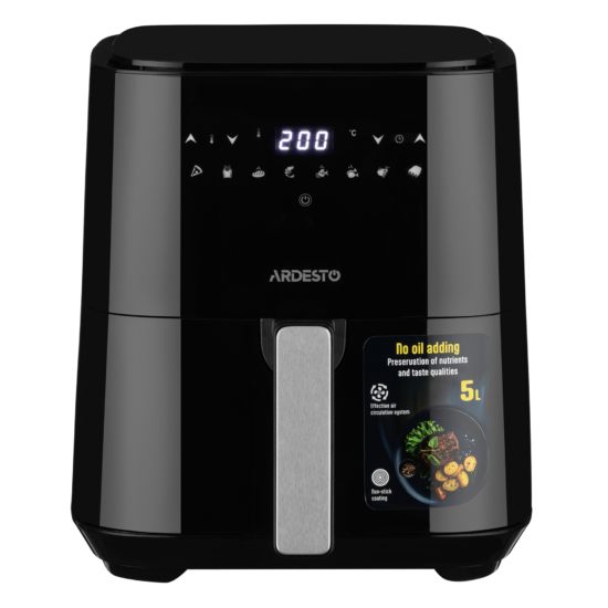Air fryer ARDESTO 1450W, bowl-5L, touch control, 8 auto programs, plastic, black