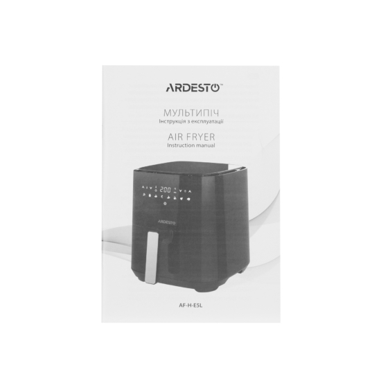 Air fryer ARDESTO 1450W, bowl-5L, touch control, 8 auto programs, plastic, black