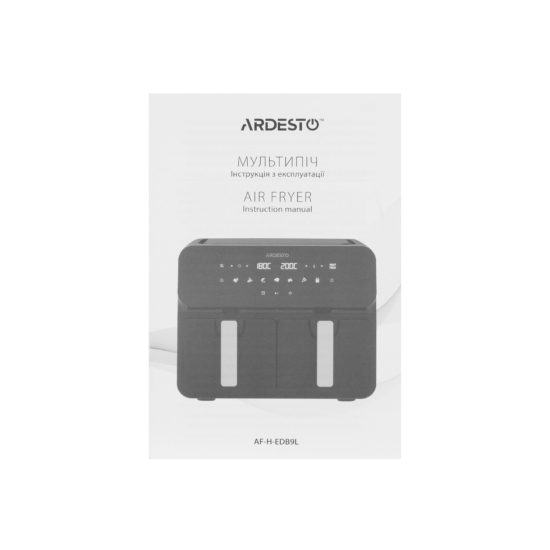 Air fryer ARDESTO 1700W, bowl-2*4.5L, touch control, 7 auto programs, plastic, black