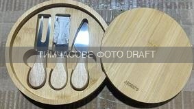Cheese serving set Ardesto Midori, 4psc, bamboo, wood, stainless steel
