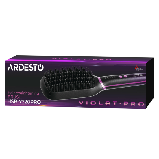 Straightening brush ARDESTO Violet Pro HSB-Y220PRO, 50V, 130-210C, display, ceramics, black