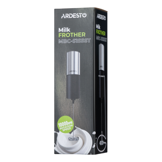 Hand Milk ARDESTO frother MBC-S1SSST ААx2, with stand, black-silver