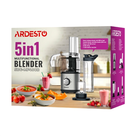 Multifunctional blender ARDESTO, 400W, 5in1, bowl-1000ml, silver-black