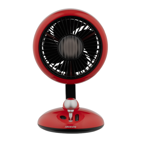 Table fan ARDESTO AviaFan FT-F3600RD desktop, 12cm, rechargeable, backlight, USB-A Type-C, red