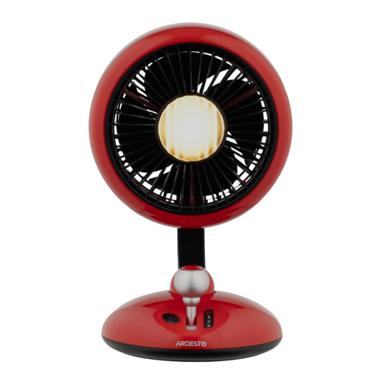 Table fan ARDESTO AviaFan FT-F3600RD desktop, 12cm, rechargeable, backlight, USB-A Type-C, red