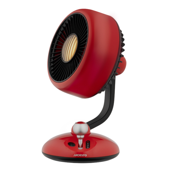 Table fan ARDESTO AviaFan FT-F3600RD desktop, 12cm, rechargeable, backlight, USB-A Type-C, red