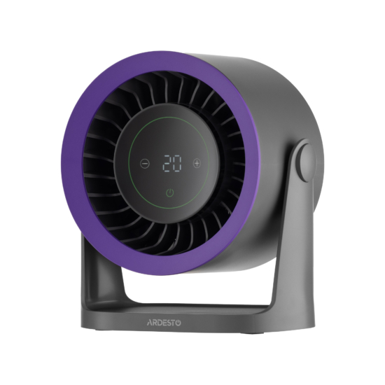 Desktop fan ARDESTO OneBreeze FT-M75GR desktop/wall-mounted, 12cm, electric control, display, rechargeable, USB-A Type-C, grey