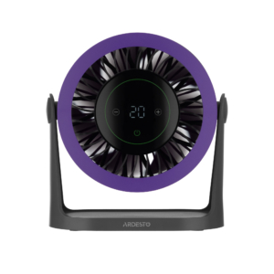 Desktop fan ARDESTO OneBreeze FT-M75GR desktop/wall-mounted, 12cm, electric control, display, rechargeable, USB-A Type-C, grey