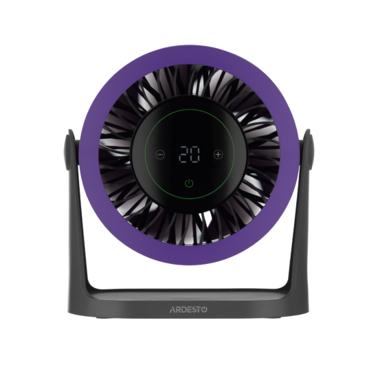 Desktop fan ARDESTO OneBreeze FT-M75GR desktop/wall-mounted, 12cm, electric control, display, rechargeable, USB-A Type-C, grey