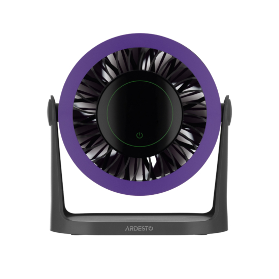 Desktop fan ARDESTO OneBreeze FT-M75GR desktop/wall-mounted, 12cm, electric control, display, rechargeable, USB-A Type-C, grey