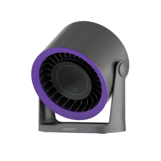 Desktop fan ARDESTO OneBreeze FT-M75GR desktop/wall-mounted, 12cm, electric control, display, rechargeable, USB-A Type-C, grey