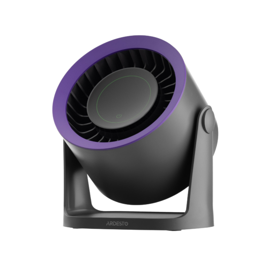Desktop fan ARDESTO OneBreeze FT-M75GR desktop/wall-mounted, 12cm, electric control, display, rechargeable, USB-A Type-C, grey