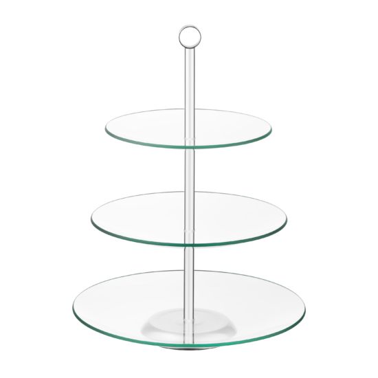 Three-tier stand Ardesto Gemini, 30?30?38.5cm, glass, stainless steel, transparent
