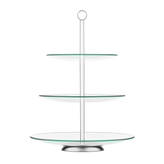 Three-tier stand Ardesto Gemini, 30?30?38.5cm, glass, stainless steel, transparent