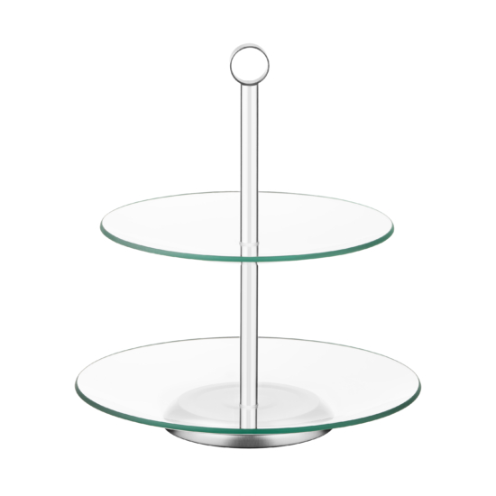 Two-tier stand Ardesto Gemini, 25?25?27 cm, glass, stainless steel, transparent