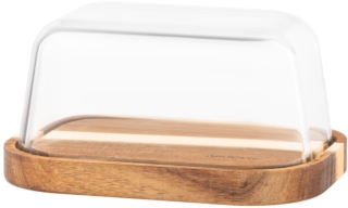 Butter dish Ardesto Midori, 15?10.8?7.5cm, borosilicate glass, wood, transparent