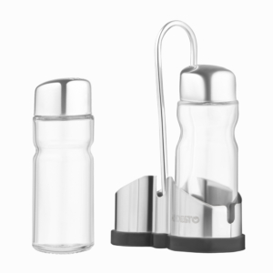 Salt and pepper set with stand Ardesto Gemini, 12cm, 3psc, stainless steel, glass, transparent